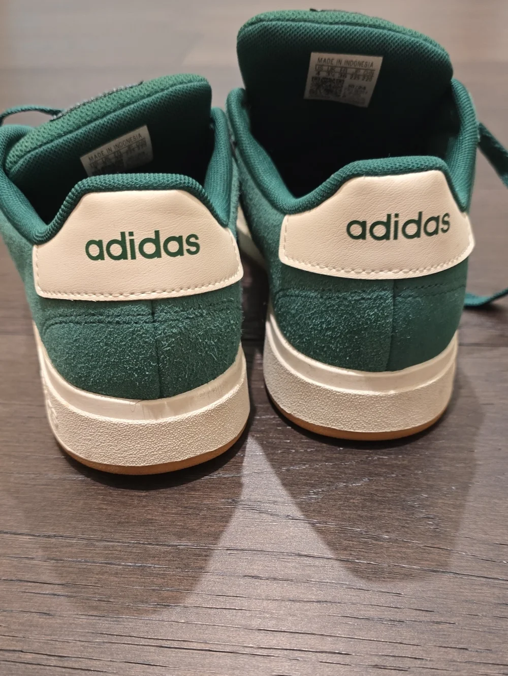 Adidas Kids  Green Suede Sneakers with White Stripes